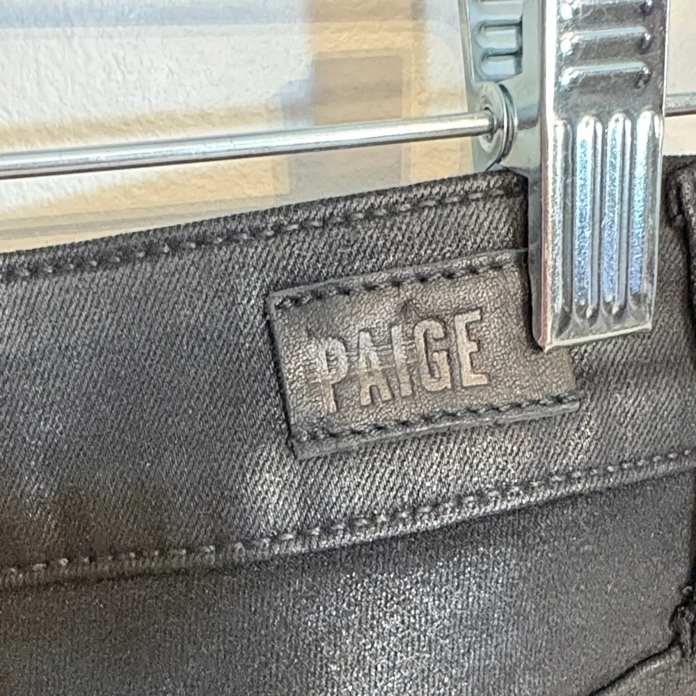 PAIGE Hoxten Ultra skinny Black shiny jeans size 28 like new - Picture 8 of 10